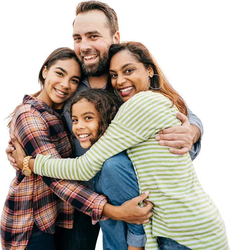 A family gathered together, sharing memories